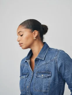 Best Next Fuller Bust Denim Midi Shirt Dress Dark Blue