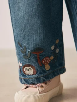 Best Next Dark Blue Mouse Embroidered Jeans (3mths-7yrs)