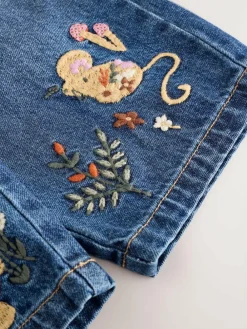 Best Next Dark Blue Mouse Embroidered Jeans (3mths-7yrs)