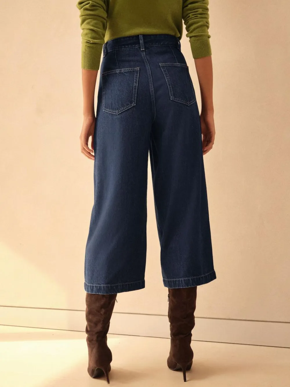 Clearance Next N.Premium High Rise Culotte Jeans Dark Blue