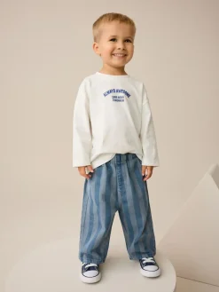 Best Next Dark Blue Stripe Printed Pull On Wide Trousers (3mths-7yrs)