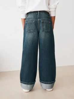 Next Dark Blue Turn Up Wide Leg Jeans (3-16yrs)^ Jeans
