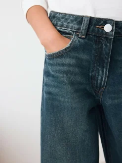 Next Dark Blue Turn Up Wide Leg Jeans (3-16yrs)^ Jeans
