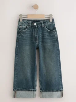 Next Dark Blue Turn Up Wide Leg Jeans (3-16yrs)^ Jeans