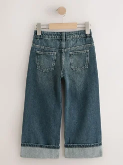 Next Dark Blue Turn Up Wide Leg Jeans (3-16yrs)^ Jeans