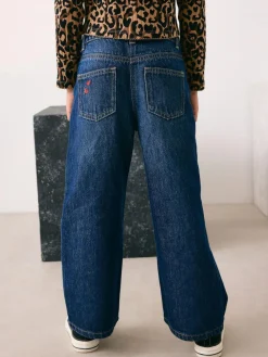 Next Dark Blue Wide Floral Print Embellished Jeans (3-16yrs)^ Jeans