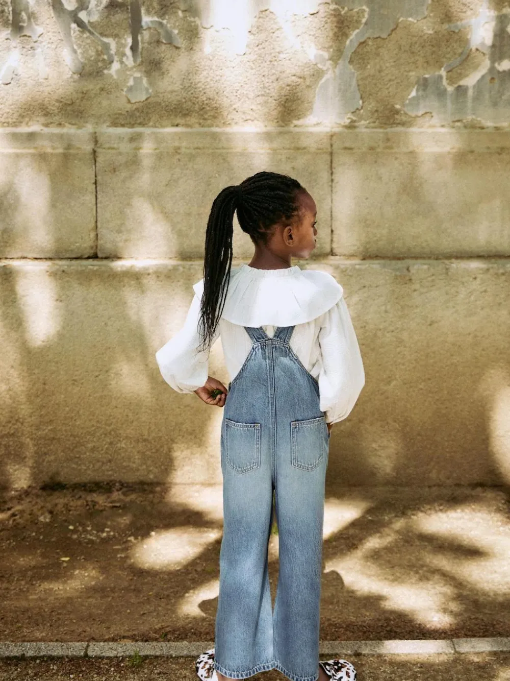 New Next Dark Blue Wide Leg Dungarees (3-16yrs)