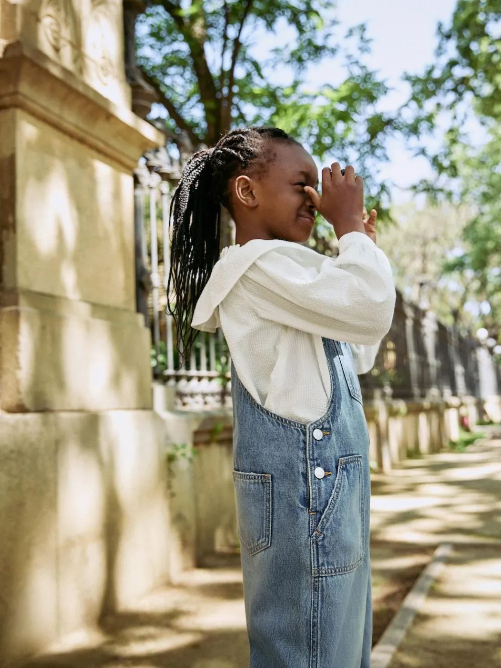 New Next Dark Blue Wide Leg Dungarees (3-16yrs)