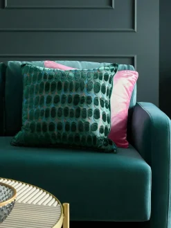 New Next 50 x 50cm Rebel Spot Velvet Cushion Dark Green