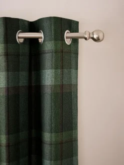 Next Dark Green Brushed Check Lined Eyelet Curtains^ Curtains & Blinds