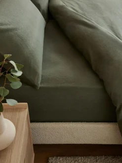 Next Dark Green Brushed Cotton Supersoft Deep Fitted Sheet^ Bedsheets & Pillow Cases