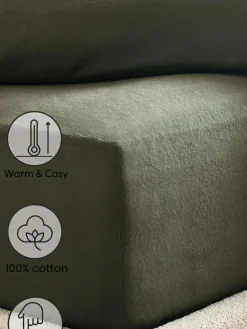 Next Dark Green Brushed Cotton Supersoft Deep Fitted Sheet^ Bedsheets & Pillow Cases