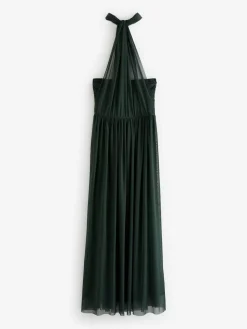 Next Dark Green Mesh Multiway Wedding Guest Bridesmaid Maxi Dress^Women Occasion Dresses|Maxi Dresses