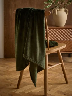 Next Dark Green Plush Fleece Throw^ Cushions & Throws