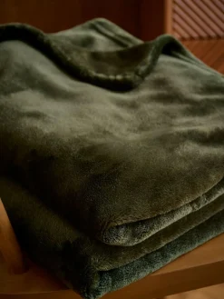 Next Dark Green Plush Fleece Throw^ Cushions & Throws
