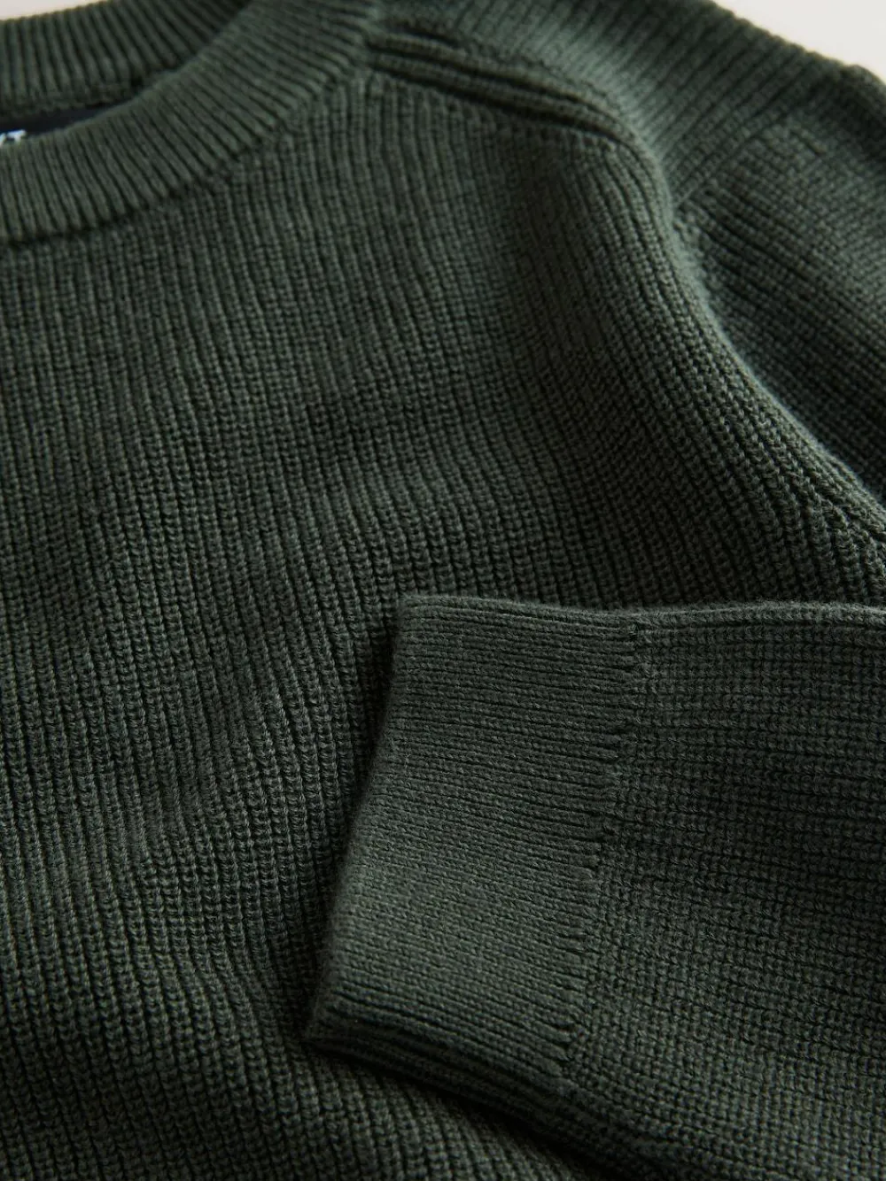 Next Dark Green Without Stag Cotton Crew Neck Knitted Jumper (3-16yrs)^BOY Knitwear & Sweaters|Knitwear