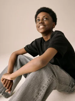 Next Dark Grey Super-wide Fit Authentic Jeans (3-16yrs)