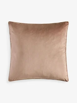 Next Dark Natural 59 x 59cm Matte Velvet Cushion^ Cushions & Throws