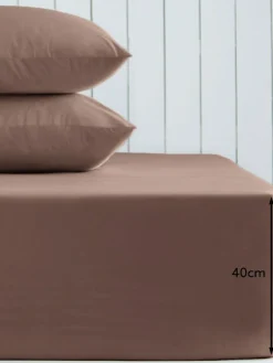 Discount Next Dark Natural Cotton Rich Extra Deep Fitted Bed Sheet