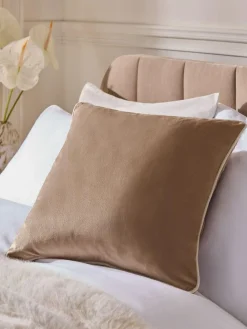 Next Dark Natural Matte Velvet Contrast Pipe 50 x 50cm Cushion^ Cushions & Throws