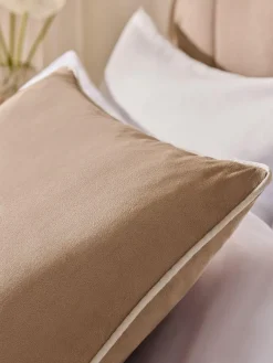 Next Dark Natural Matte Velvet Contrast Pipe 50 x 50cm Cushion^ Cushions & Throws
