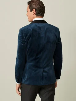 Outlet Next Slim Fit Velvet Blazer Dark Navy Blue