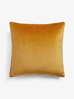 Next Dark Ochre Yellow 59 x 59cm Matte Velvet Cushion^ Cushions & Throws