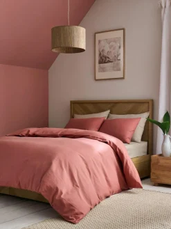 Next Dark Pink Supersoft 100% Brushed Cotton Duvet Cover Plain and Pillowcase Set^ Bedsets & Duvet Covers
