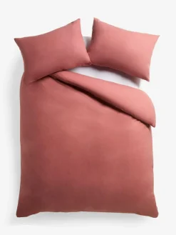 Next Dark Pink Supersoft 100% Brushed Cotton Duvet Cover Plain and Pillowcase Set^ Bedsets & Duvet Covers
