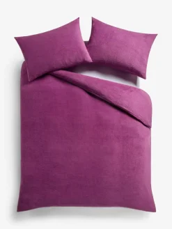 Next Dark Pink Teddy Fleece Duvet Cover and Pillowcase Set^ Bedsets & Duvet Covers