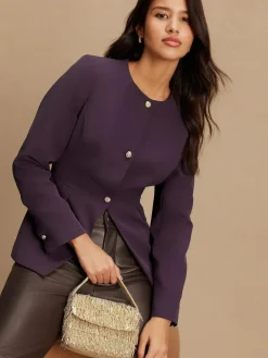 Next Dark Purple Collarless Blazer^Women Suits & Tailoring|Blazers