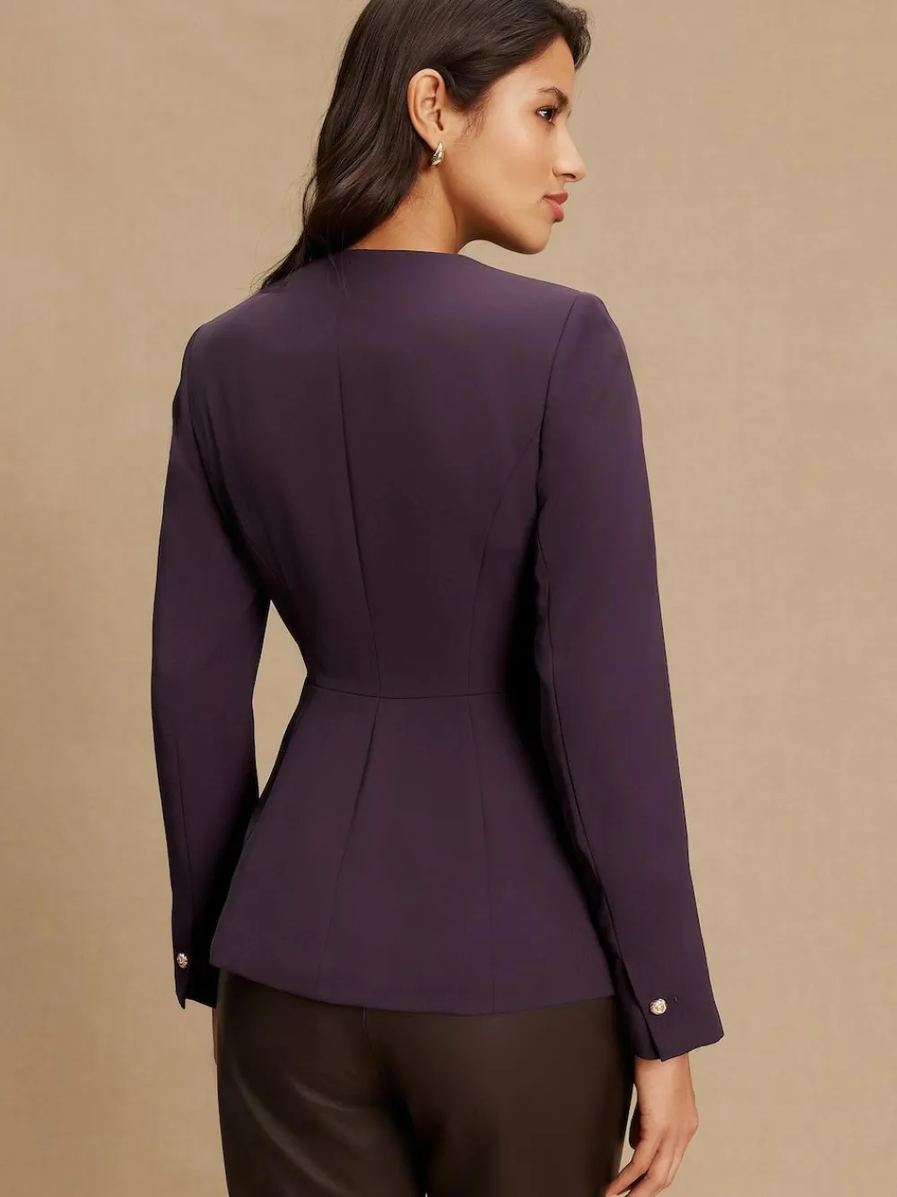 Next Dark Purple Collarless Blazer^Women Suits & Tailoring|Blazers