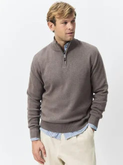 Outlet Next N.Premium 100% Cotton Regular Fit Premium Quarter Zip Jumpers 2 Pack Dark Stone/Sage Green