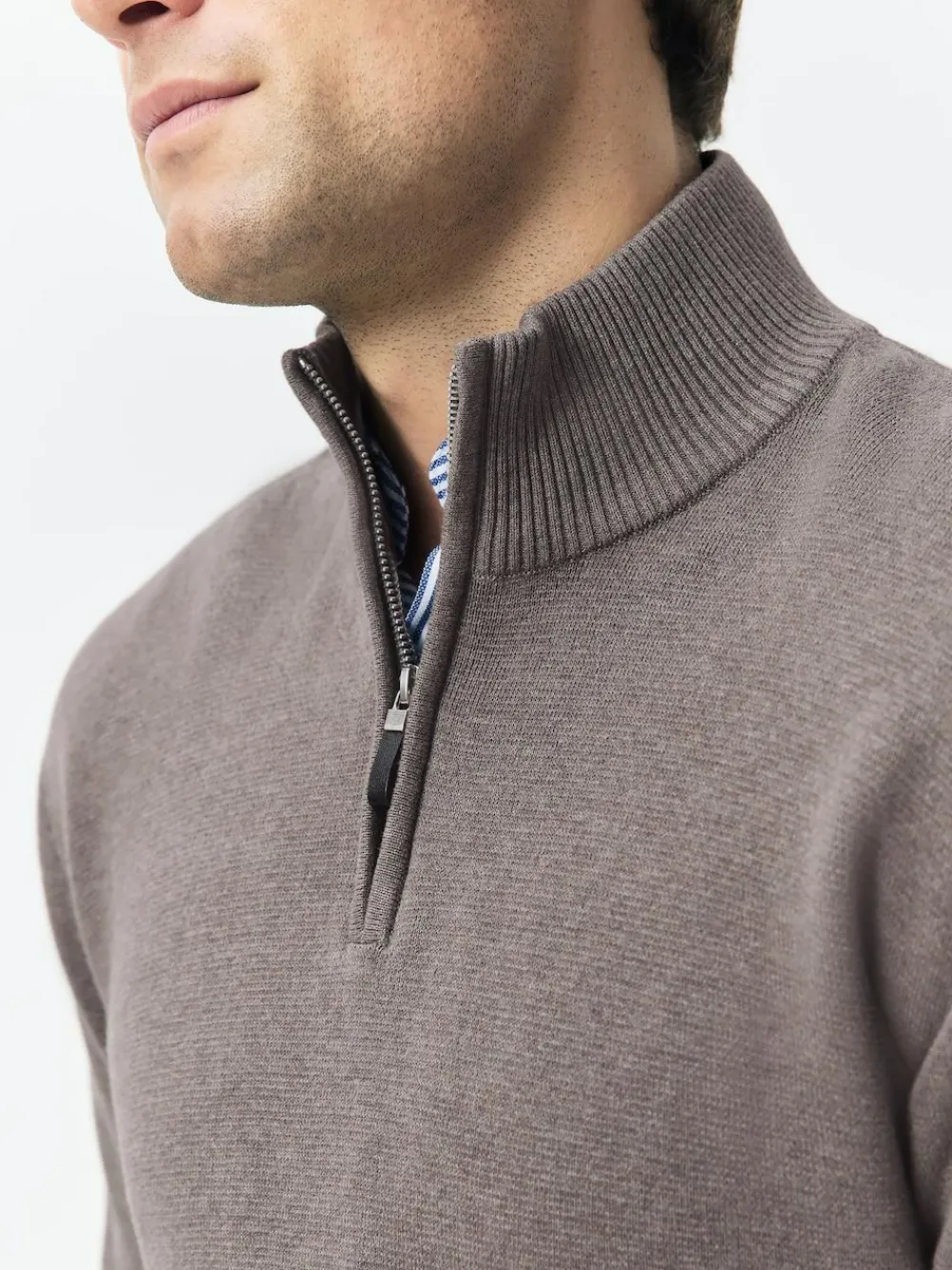 Outlet Next N.Premium 100% Cotton Regular Fit Premium Quarter Zip Jumpers 2 Pack Dark Stone/Sage Green