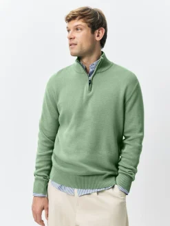 Outlet Next N.Premium 100% Cotton Regular Fit Premium Quarter Zip Jumpers 2 Pack Dark Stone/Sage Green