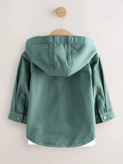 Next Twill Hooded Overshirt and T-Shirt Set (3mths-7yrs)^ Sweatshirts & Hoodies