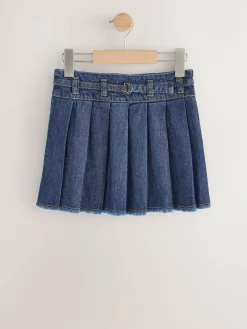 Clearance Next Denim Pleated Skirt (3-16yrs) Dark Wash