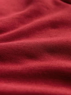 New Next Deep Red Regular Fit Heavyweight Cotton Rich Jersey Hoodie