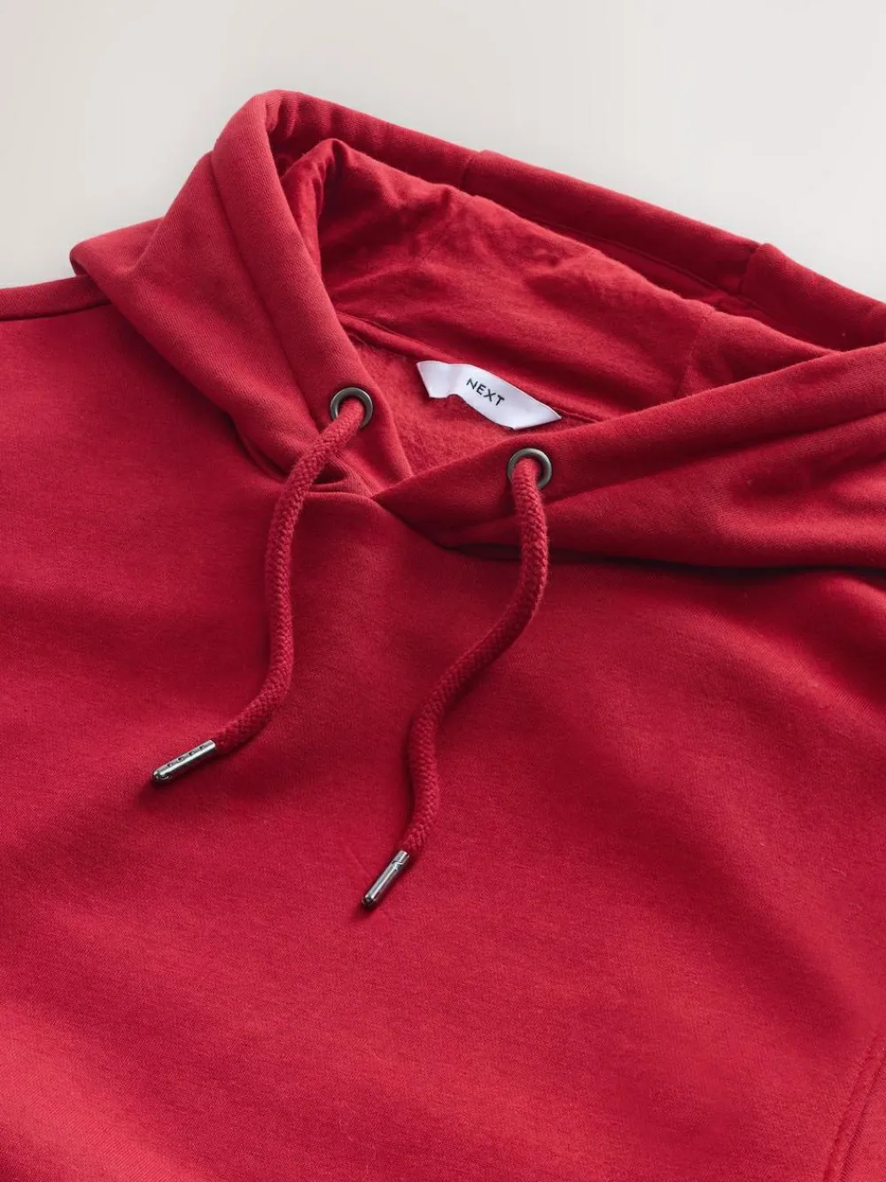 New Next Deep Red Regular Fit Heavyweight Cotton Rich Jersey Hoodie