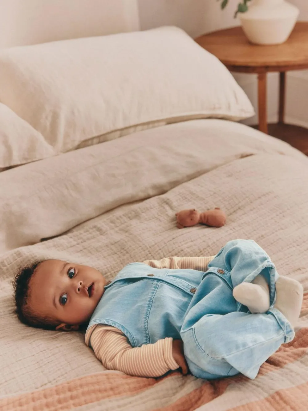 Sale Next Denim Blue Dungaree and Bodysuit Baby Set (0mths-2yrs)