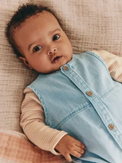 Sale Next Denim Blue Dungaree and Bodysuit Baby Set (0mths-2yrs)