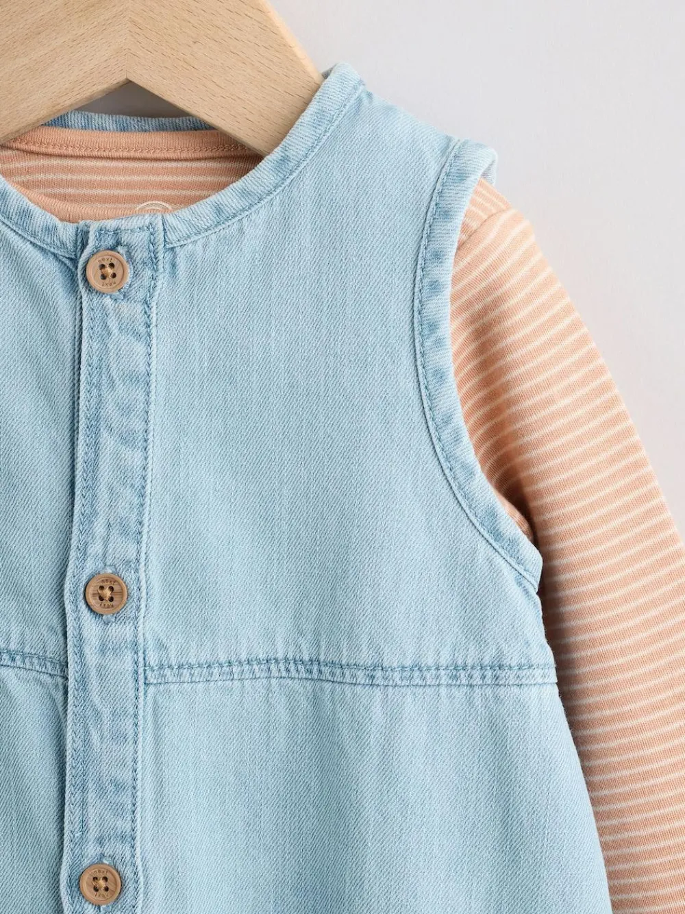 Sale Next Denim Blue Dungaree and Bodysuit Baby Set (0mths-2yrs)