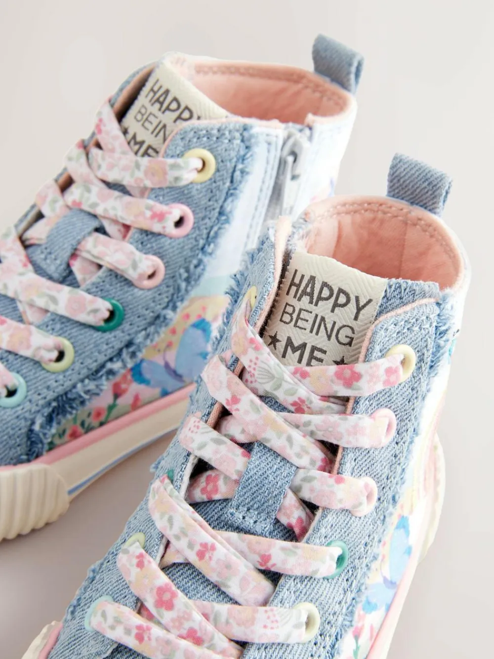 Hot Next Denim Blue Rainbow Standard Fit (F) High Top Trainers