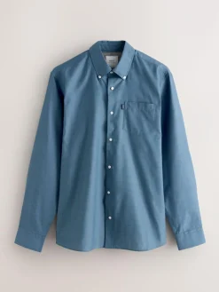 Next Denim Blue Regular Fit Button Down Easy Iron Oxford Shirt^ Shirts|Occasionwear