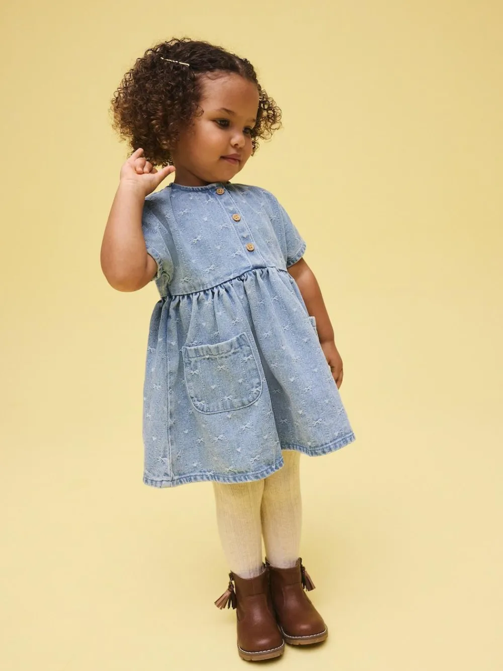 Sale Next Short Sleeve Dress (3mths-8yrs) Denim Bow