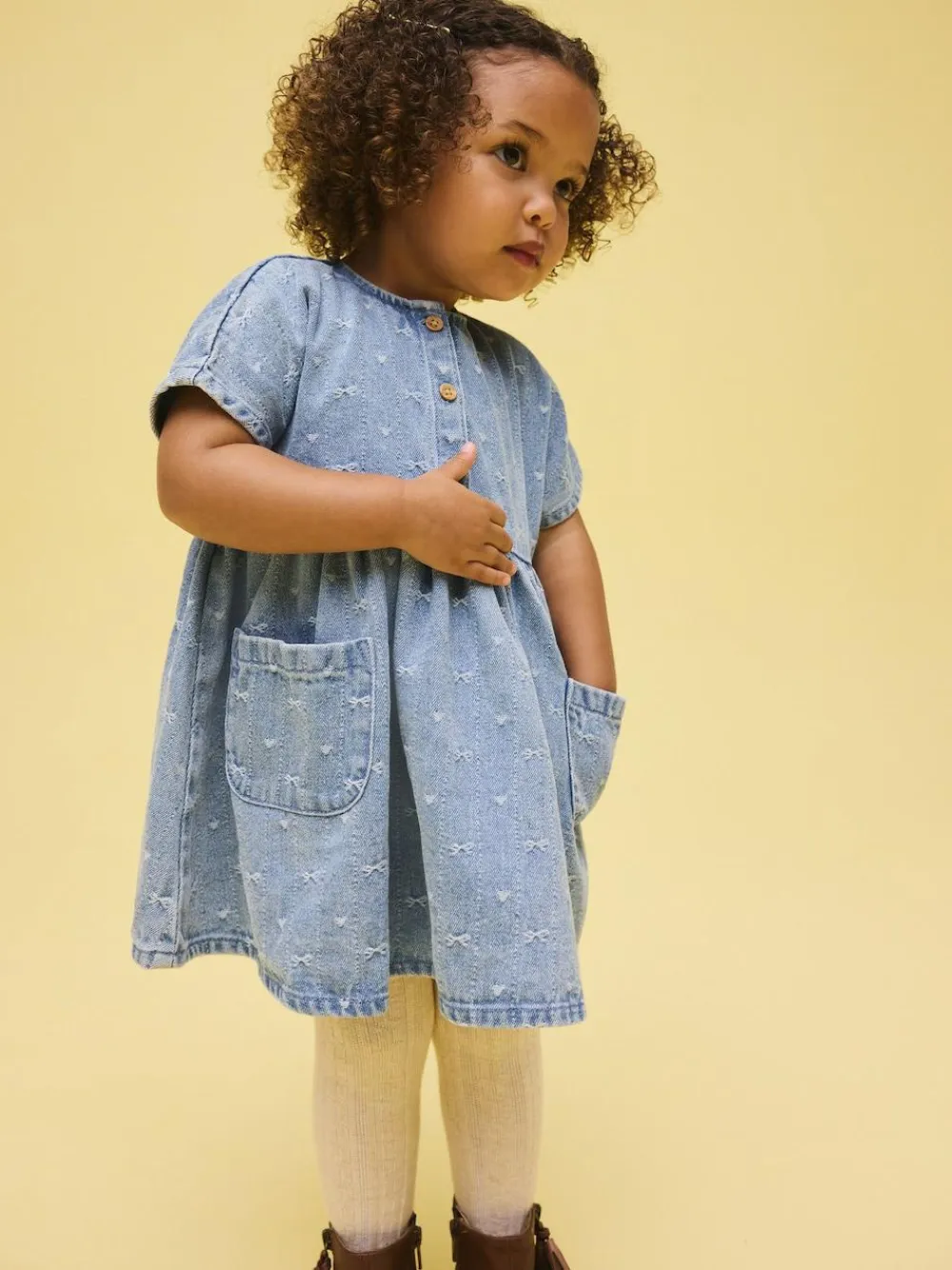 Sale Next Short Sleeve Dress (3mths-8yrs) Denim Bow