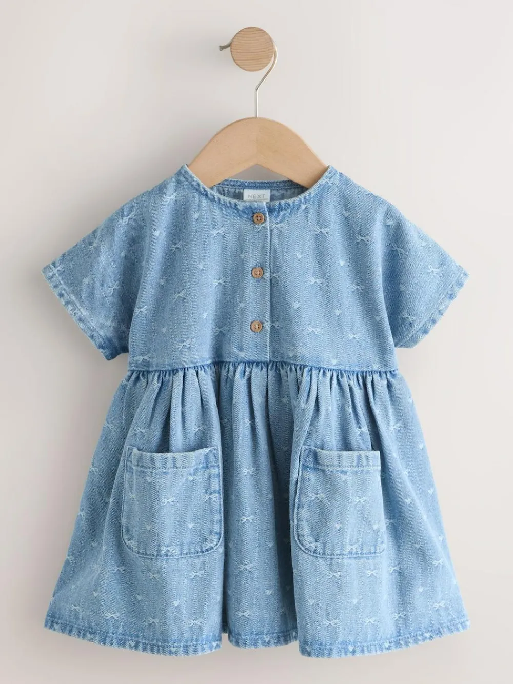 Sale Next Short Sleeve Dress (3mths-8yrs) Denim Bow