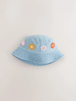 Next Denim Crochet Flower Bucket Hat (3mths-10yrs)^ Hats|Hats, Gloves & Scarves
