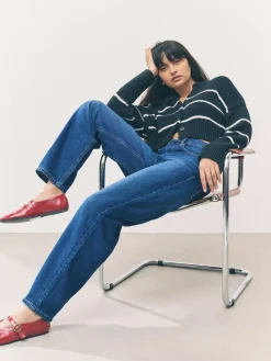 New Next Barrel Leg Jeans Denim Dark Blue