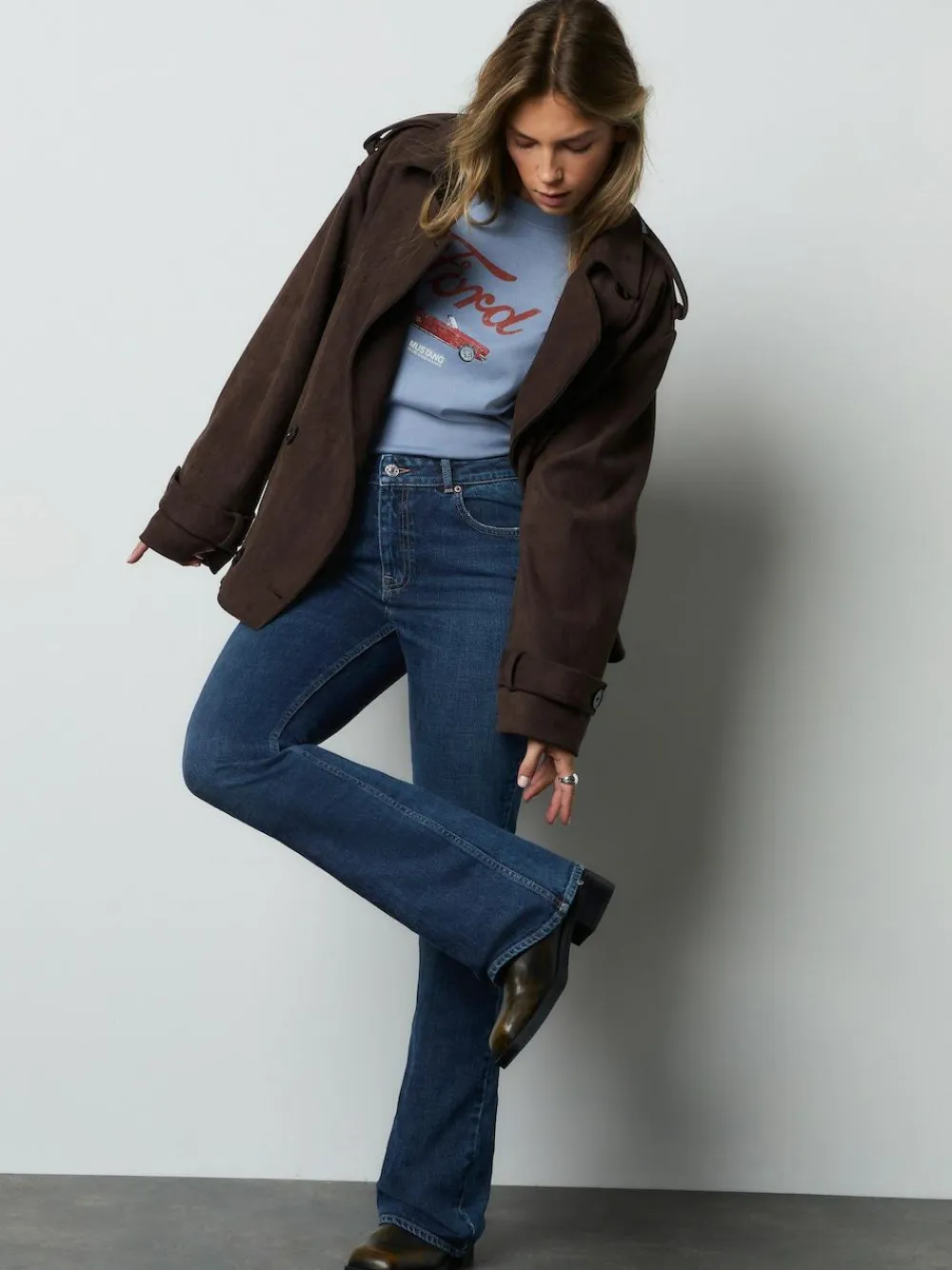 New Next Mid Rise Authentic Bootcut Jeans Denim Dark Blue